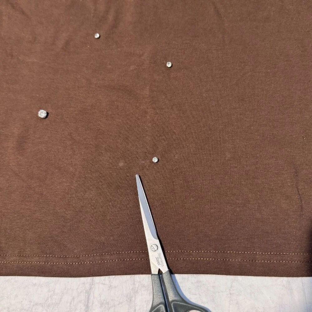 Gilded Intent Brown Rhinestone Bling Short Sleeve Tshirt - One Size Y2K - Picture 10 of 10